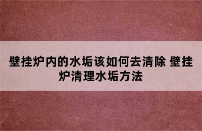 壁挂炉内的水垢该如何去清除 壁挂炉清理水垢方法